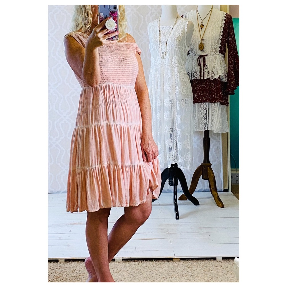 *CLEARANCE* Dusty Peach Mineral Washed Dress - Picture 3 of 15